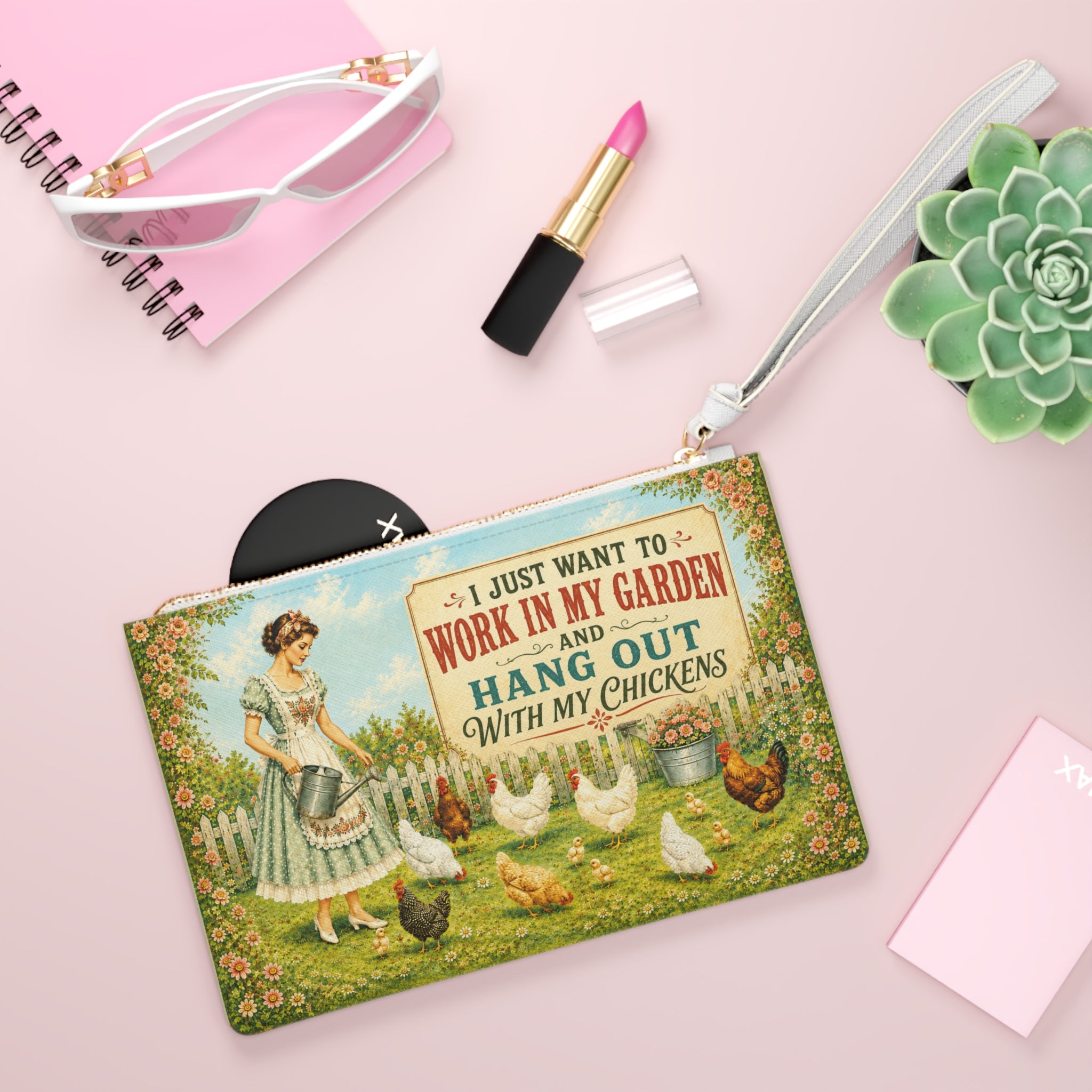 Garden Chickens Clutch Bag