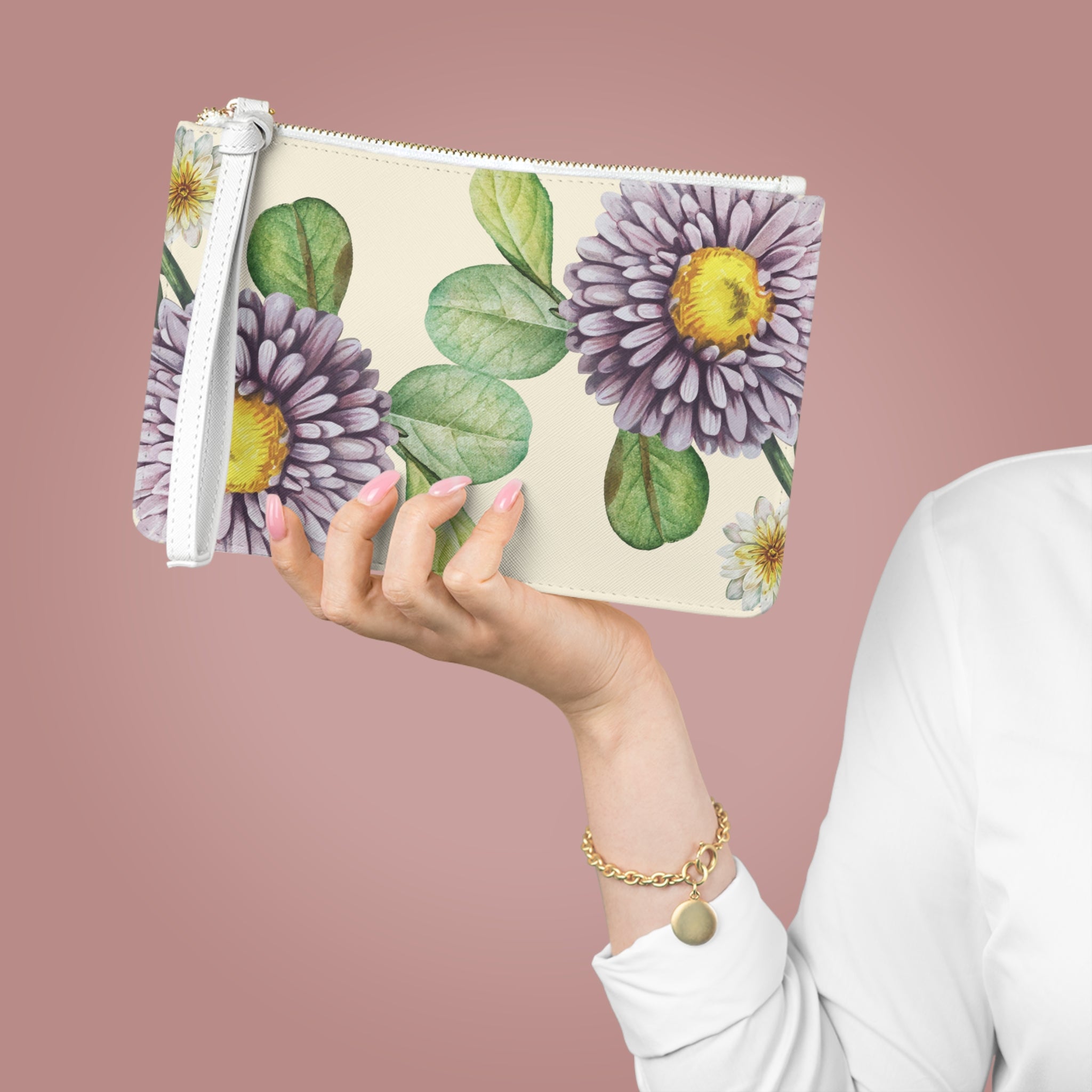 Purple Asters Clutch Bag