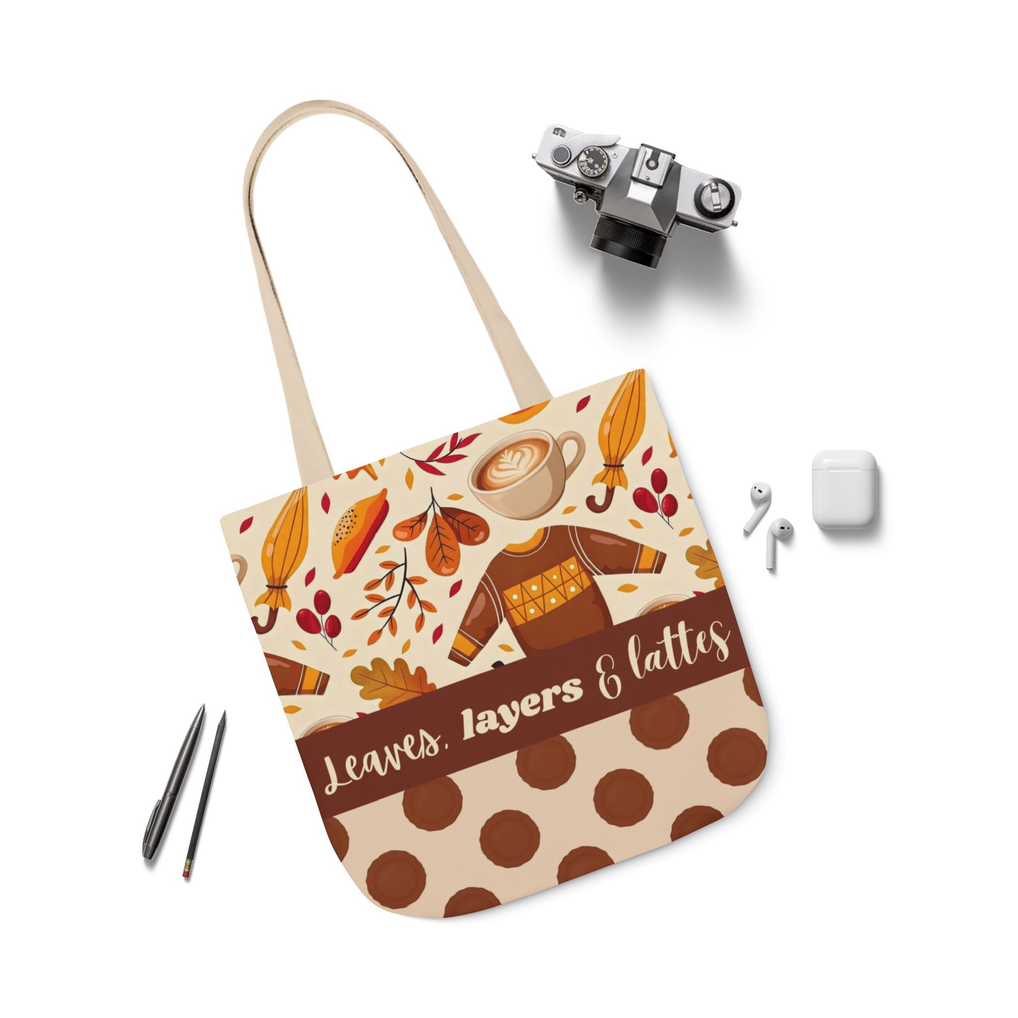 Leaves Layers Lattes Autumn Canvas Tote