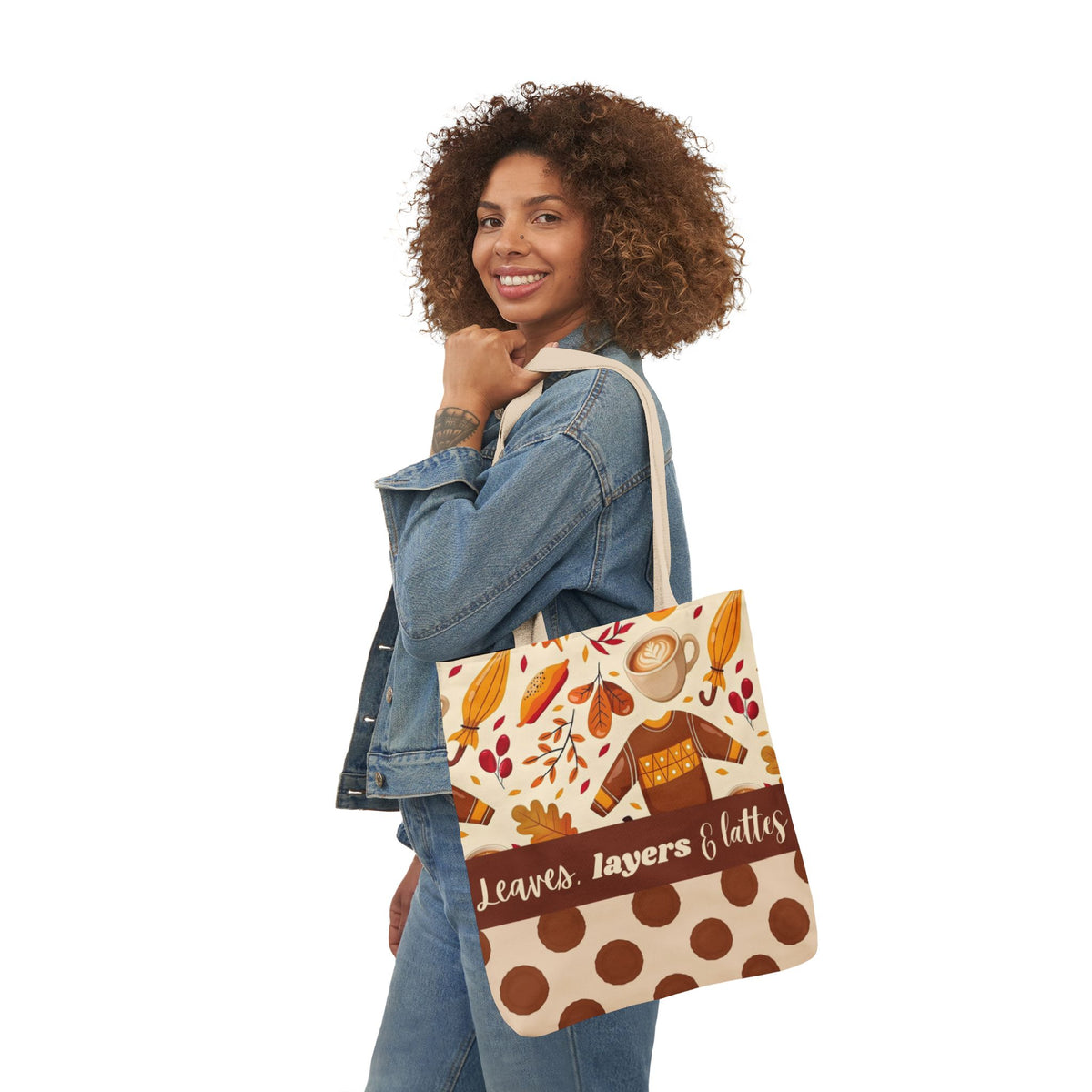 Leaves Layers Lattes Autumn Canvas Tote