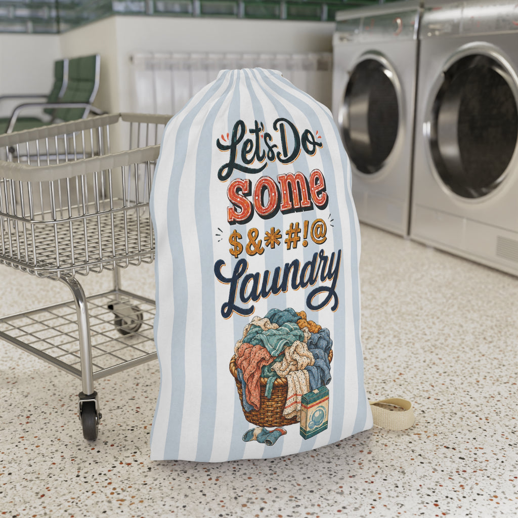 Let's Do Some Laundry Striped Laundry Bag