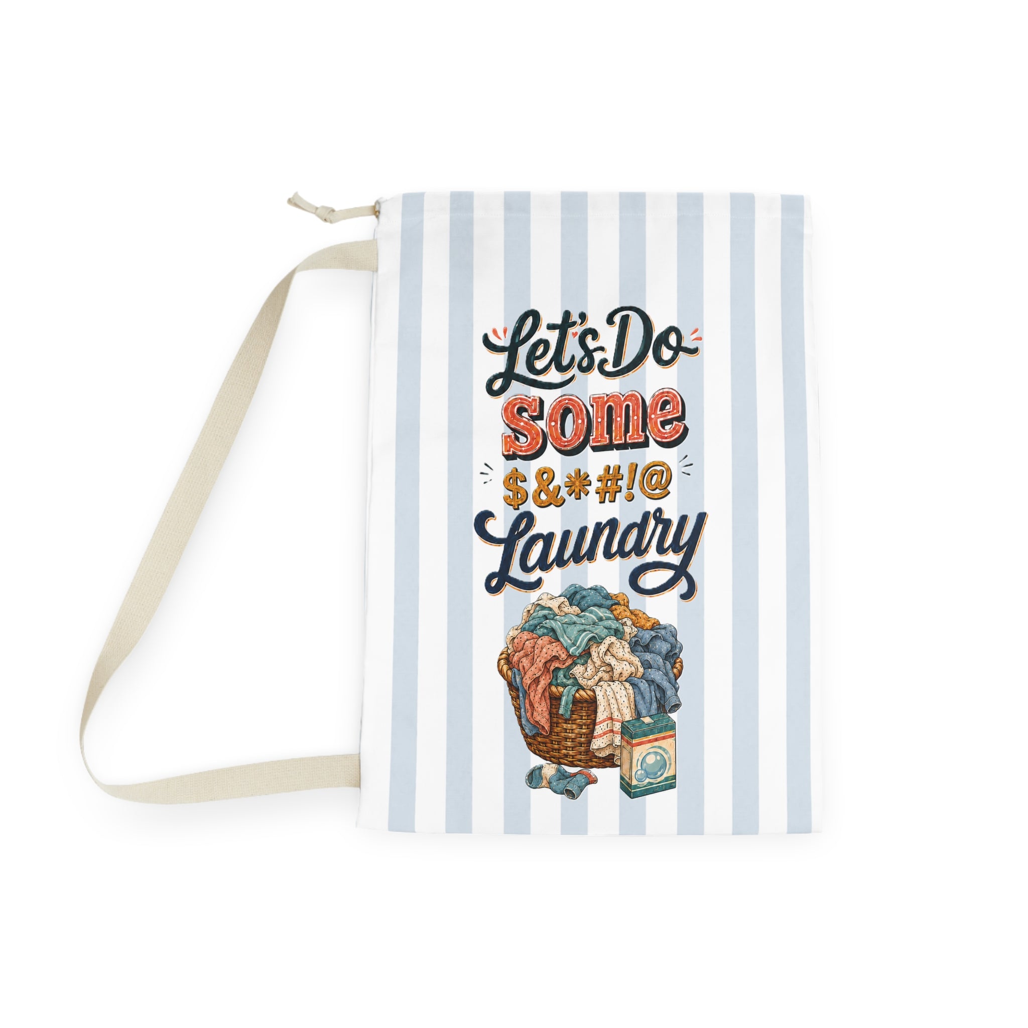 Let's Do Some Laundry Striped Laundry Bag
