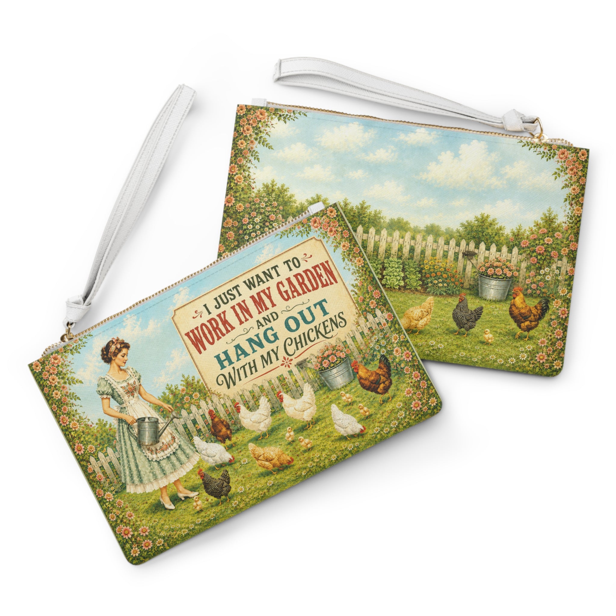 Garden Chickens Clutch Bag