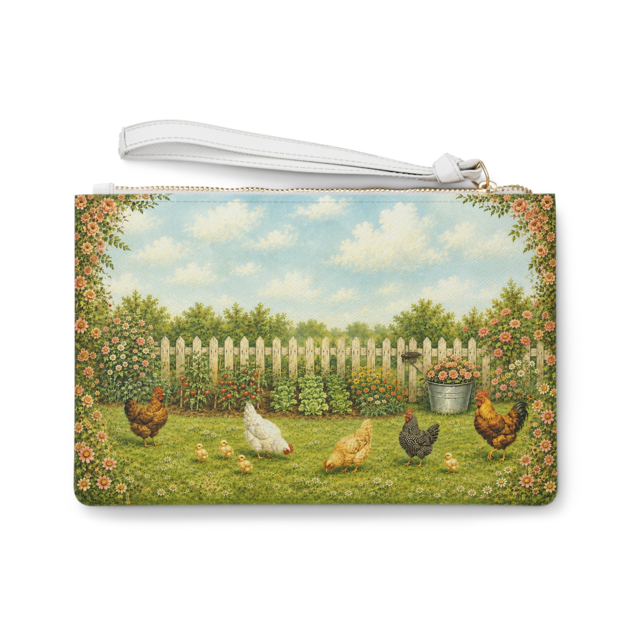 Garden Chickens Clutch Bag