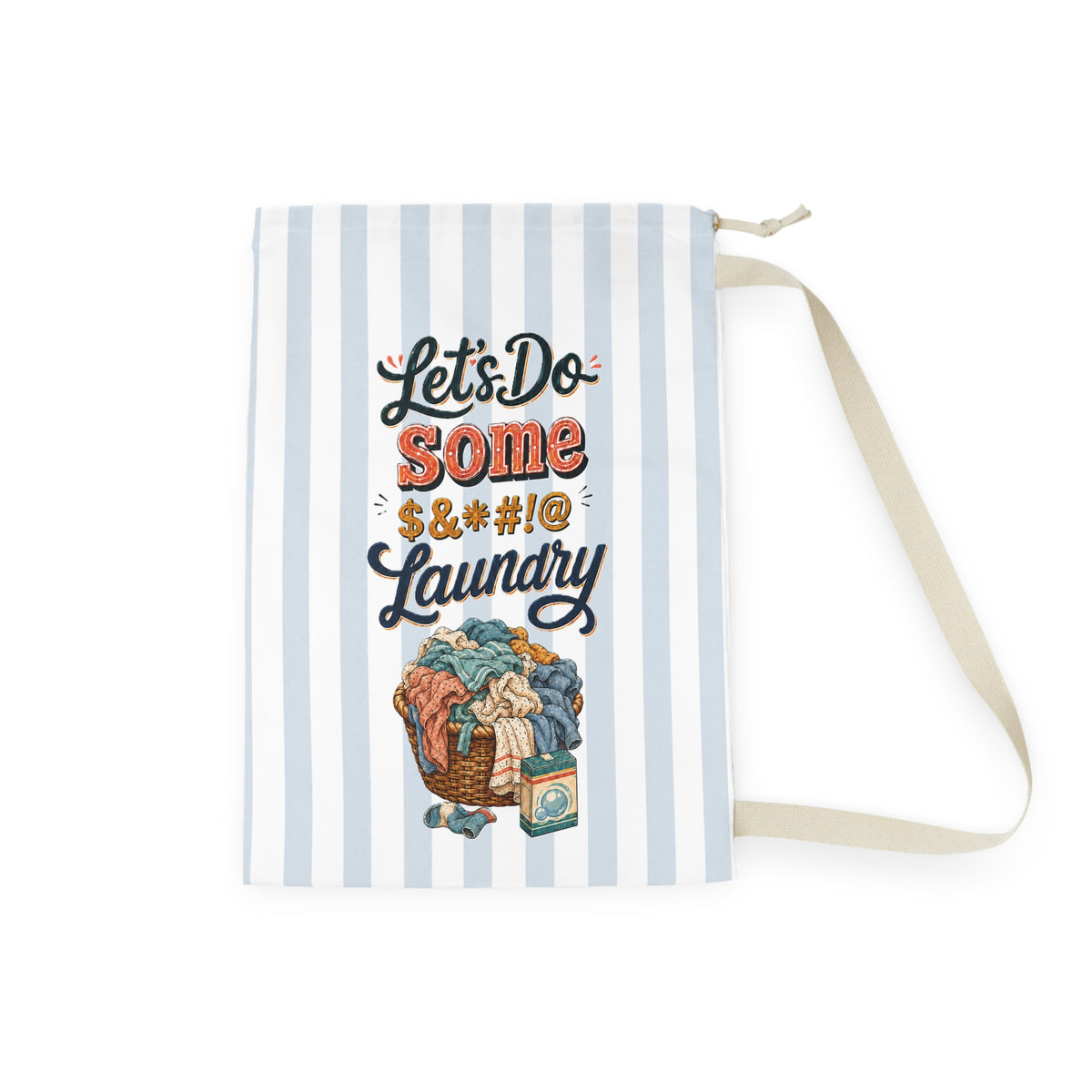 Let's Do Some Laundry Striped Laundry Bag