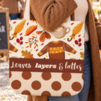 Leaves Layers Lattes Autumn Canvas Tote