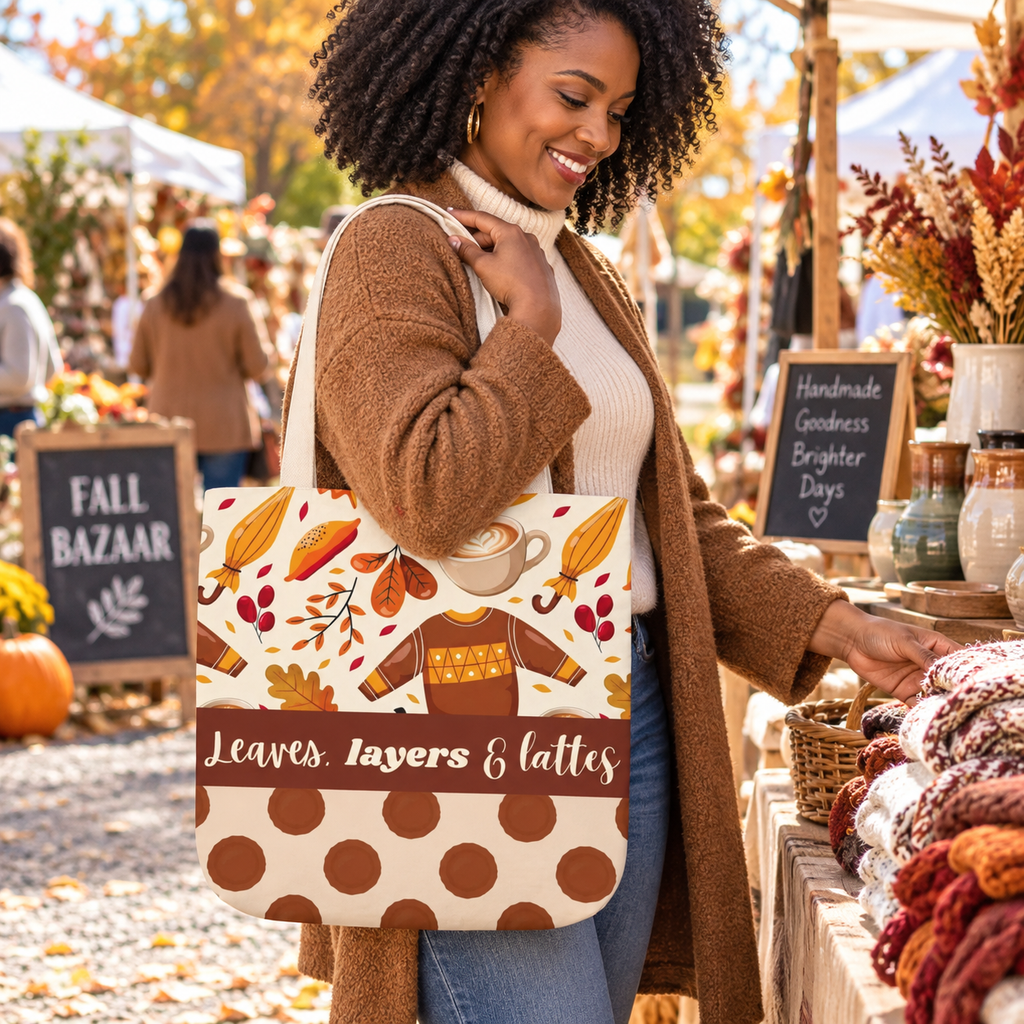 Leaves Layers Lattes Autumn Canvas Tote